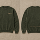 The Glory Be Crew in Olive, front and back flat lay